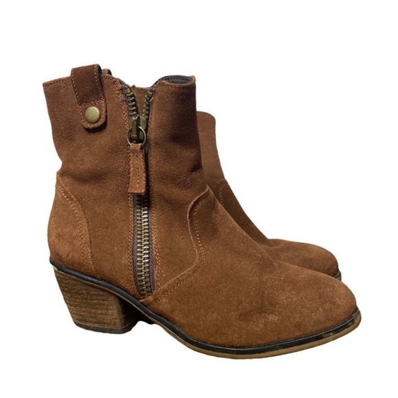 Steve Madden Brown Rust Suede Windey Side Zip Ankle Boots - Picture 1 of 9